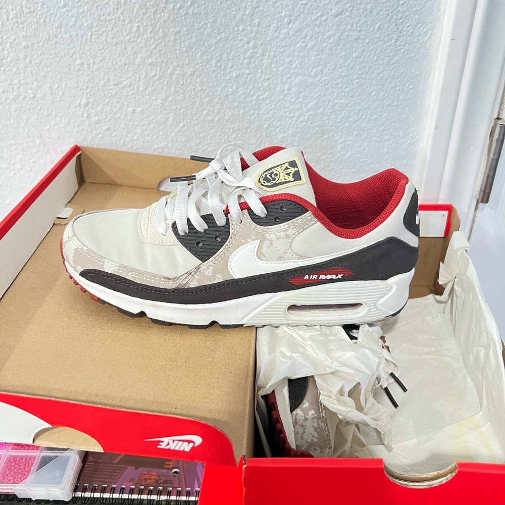 Nike Air Max Sneakers - White, Red, and Black